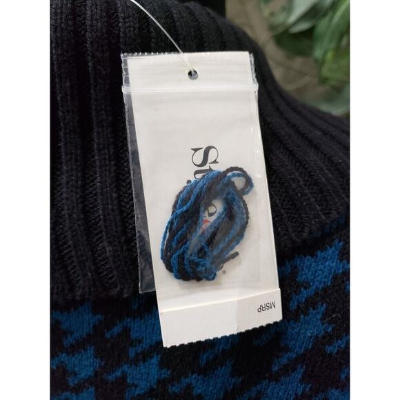 Style & Co. Women's Blue Knit Houndstooth Short Sleeve V Neck Sweater Dress XL - Picture 10 of 15